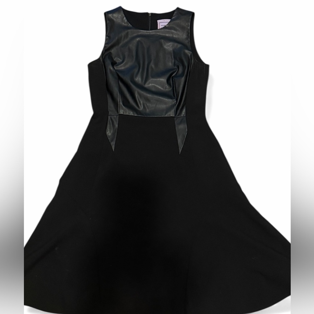 Herve Leger Edgy & Sexy‎ Black Leather Jules Aline Dress Size Small